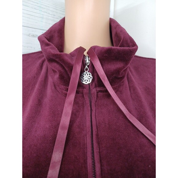 Liz & Me Catherines Velvet Jacket Burgundy Full Zip Plus Size 2X - Picture 2 of 7